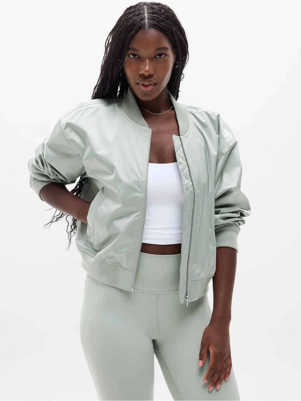 Athleta- Flex bomber jacket in Vera  (sage)- XL, NWOT